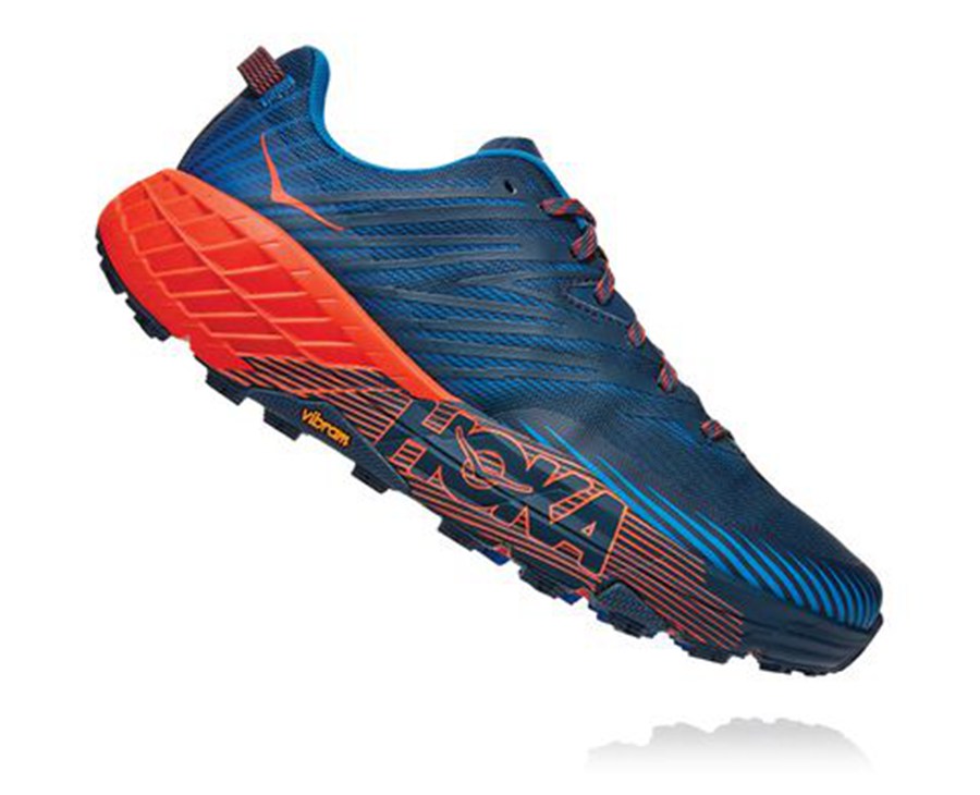 Trail Shoes Mens - Hoka One One Speedgoat 4 - Blue/Red - YZDRTHC-30